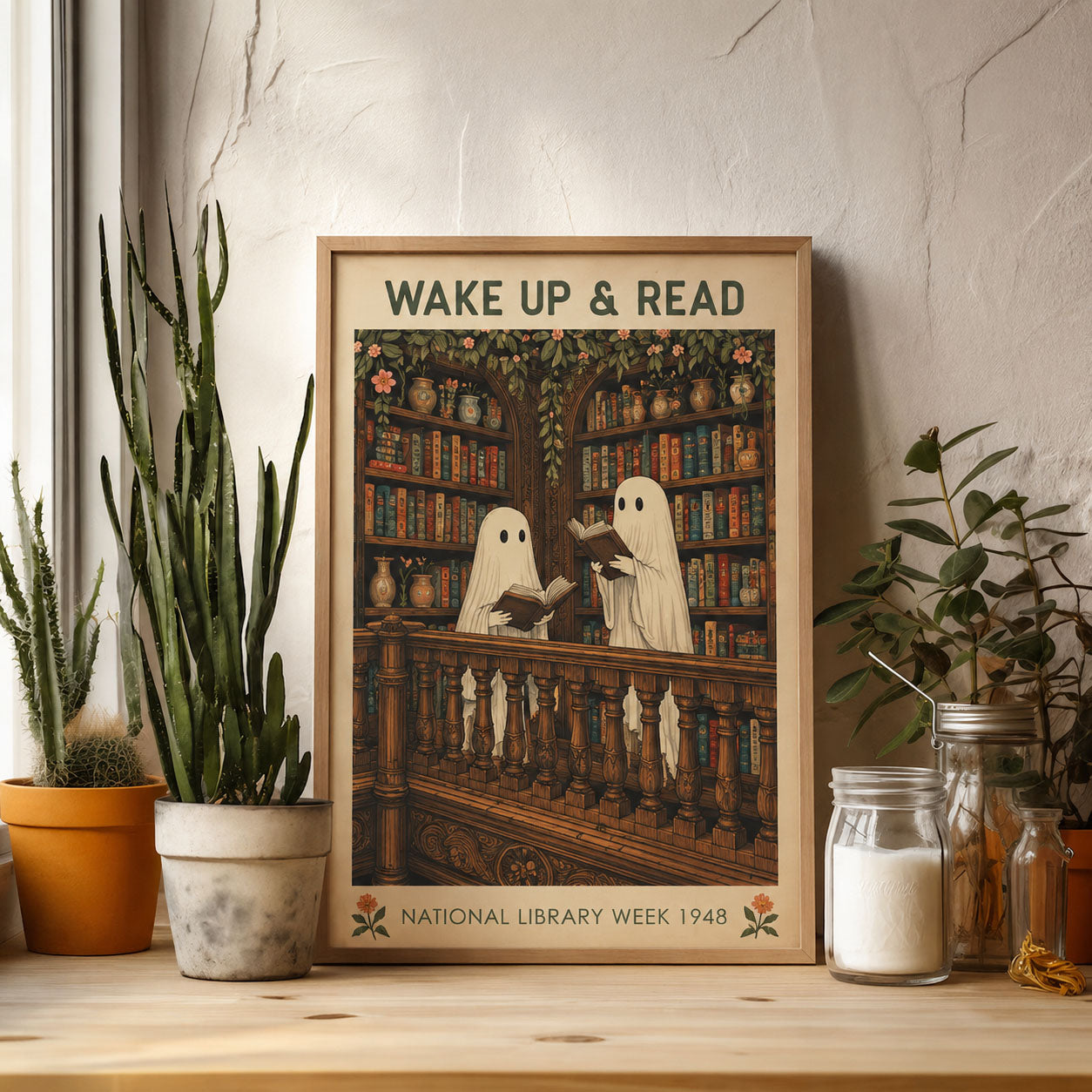 Wake up and read poster print, romantic Poster