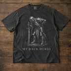 Back Hurts Knight Shirt, Funny Dark Fantasy Graphic Tee, Ironic Meme T-Shirt, Gamer Girl Gift, Retro Elden Knight Top, Comfort Colors Tee