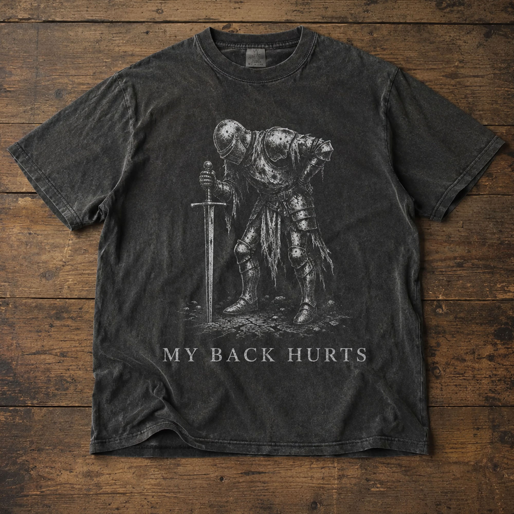 Back Hurts Knight Shirt, Funny Dark Fantasy Graphic Tee, Ironic Meme T-Shirt, Gamer Girl Gift, Retro Elden Knight Top, Comfort Colors Tee