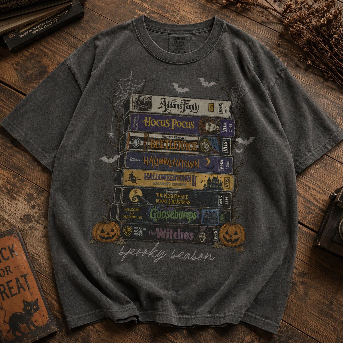 Vintage Halloween VHS Shirt, Retro Spooky Season Comfort Colors Tee