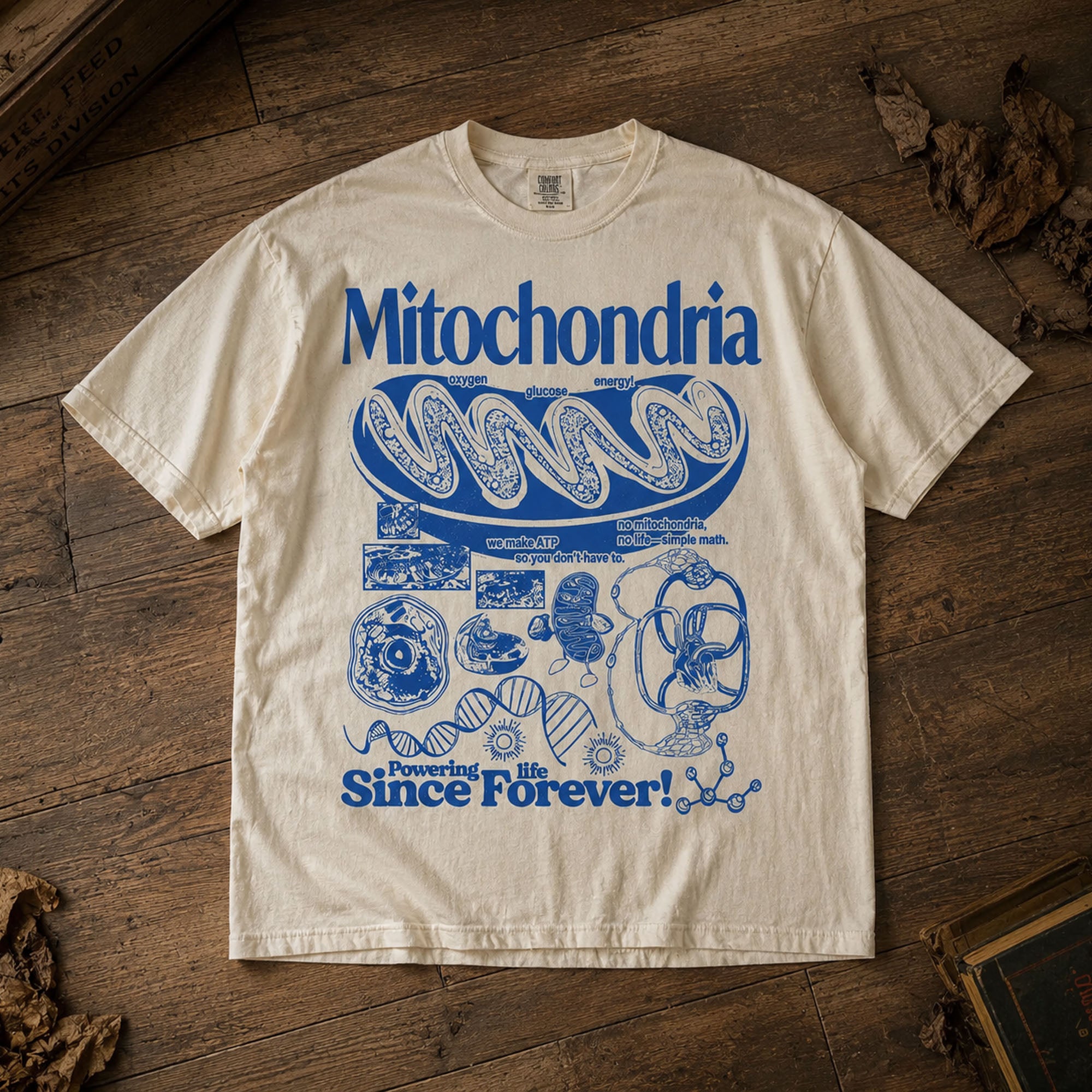 Mitochondria Vintage Science T-Shirt, Retro Biology Graphic Tee, 90s Academic Cell Diagram Shirt
