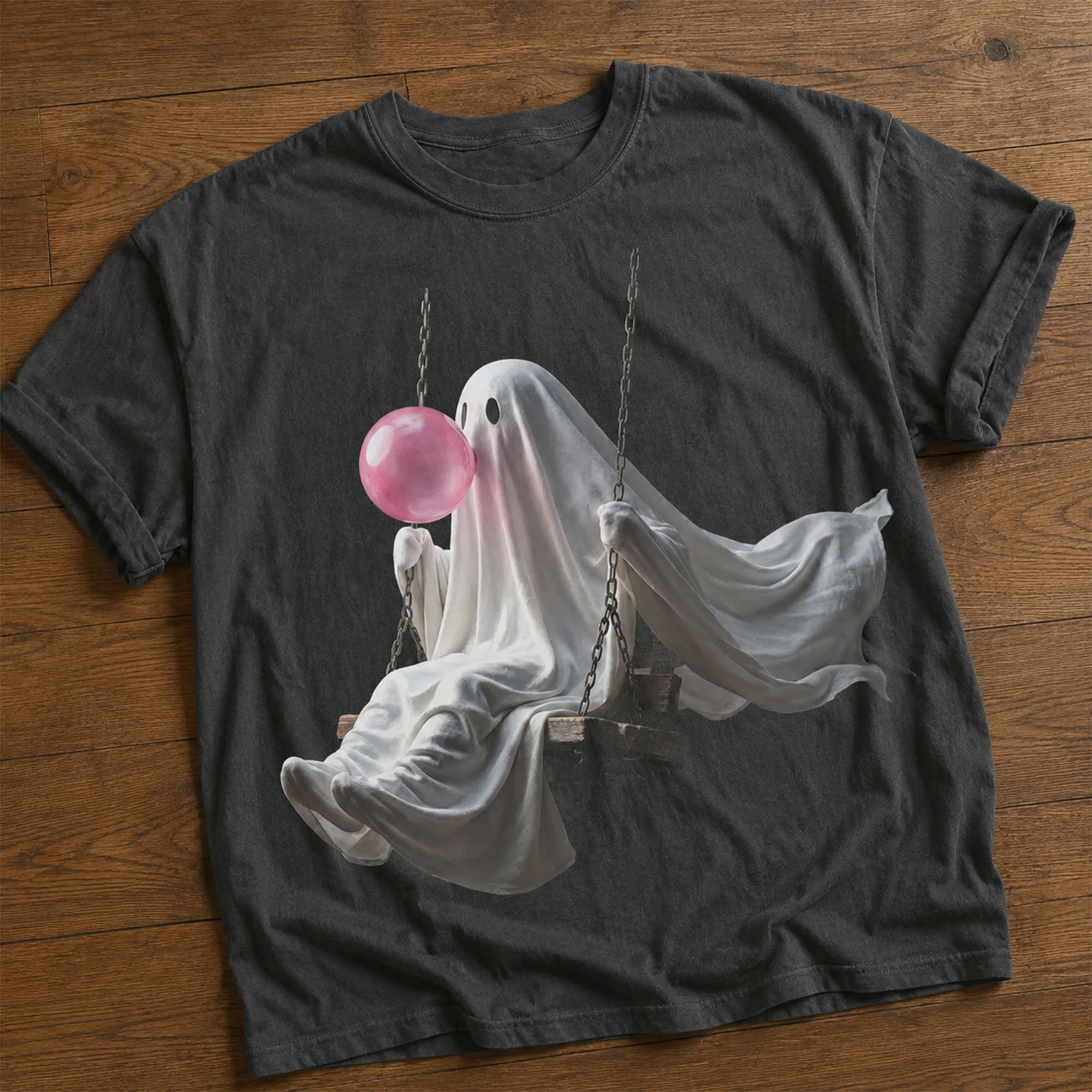 Ghost with Wilted Sunflower Ghost Witch Pumpkin Stripes Finger Paint PNG Fall Shirt Autumn Graphic