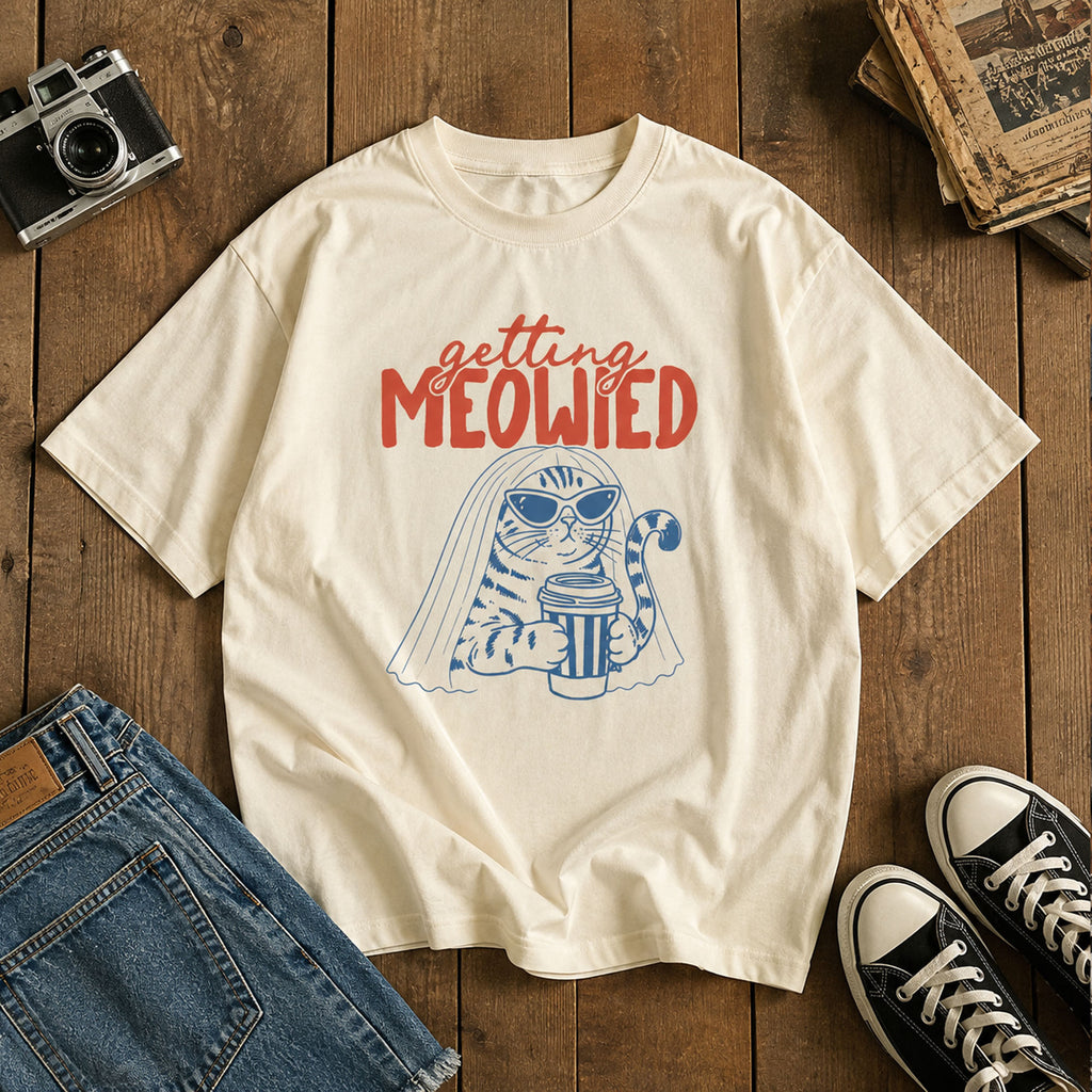 Getting Meowied Shirt, Funny Cat Bride Tee, Cat Wedding Shirt, Bachelorette Cat Lover Gift, Bridal Shower Cat Graphic Tee
